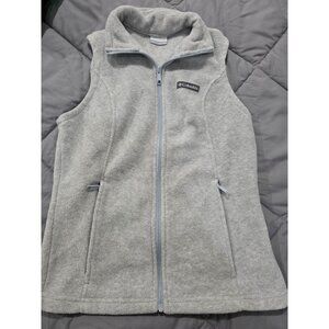 Columbia Vest Women's Size Small Light Gray Fleece Full Zip with Pockets